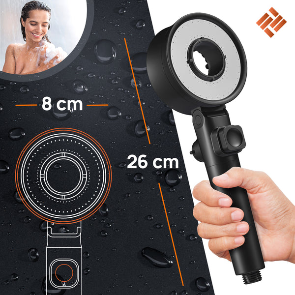 POWERLAP® Duschkopf (Matt-Schwarz) mit Filter & Booster-Modus 5